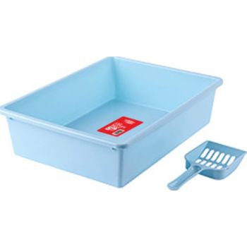  Urban Pets  Cat Litter Tray with Scoop - Blue - M Size, 38 x 28 x 10 cm 