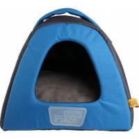 Gigwi Place Pet House Canvas, Plush, TPR Blue & Gray Large