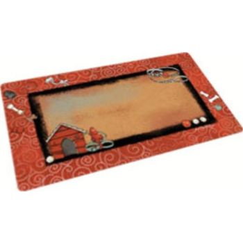  Dry Mate Pet Place Mate Dogs Red Swirl Border / Red Dog House 12 X 20 Inches 