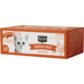  Kit Cat Deboned Chicken & Beef Toppers 6x50g 