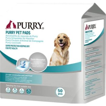  Purry Pet Training Pads Quick Absorbent , Leak Proof And 5 Layer With Floor Sticker 60x90Cm - 50Pcs 