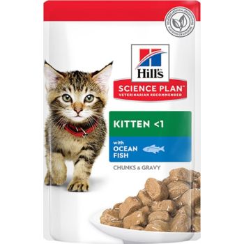  Hill’s Science Plan Tender Chunks In Gravy Kitten With Ocean Fish Pouches  85g 