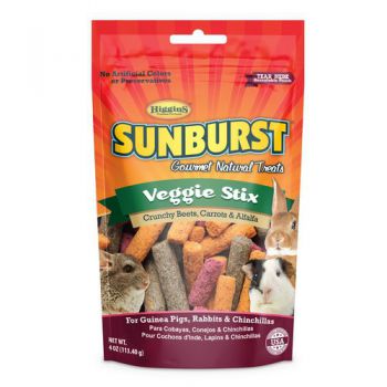  Higgins Sunburst Treats Veggie Stix Gourmet Natural Treats for Small Animals, 4 Oz 