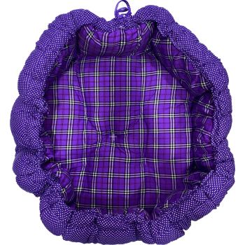  Puppod Pet Bed Round Purple Check 80cm 