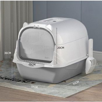  Cozy Paws Hooded Cat Toilet-51*36*37cm (grey) 