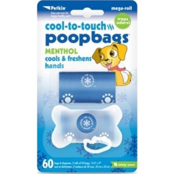  Petkin Cool-To-Touch Poopbags - 60ct With Dispenser 