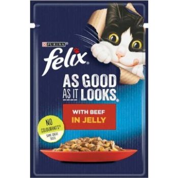  Purina Felix As Good As It Looks With Beef In Jelly Cat Wet Food 85g 