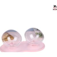 Saas Egg Shape Pet Dual Bowls Pink