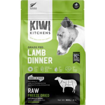  Kiwi Kitchens Raw Freeze Dried Grass Fed Lamb Dinner Dry Dog Food 900g 