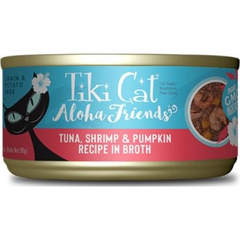  Tiki Cat Aloha Friends Wet Cat Food Tuna, Shrimp & Pumpkin -3 Oz. Can 