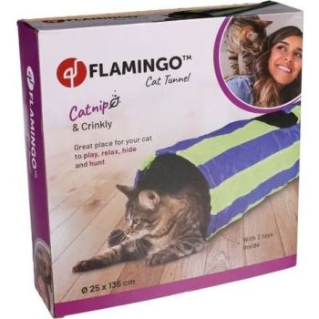  Flamingo Feline Tunnel with Ball Blue & Green Cat Toy 
