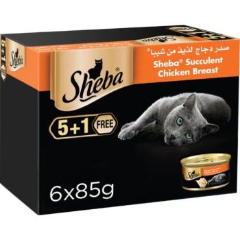  Sheba Succulent Chicken Breast Wet Cat Food 5+1 FREE 