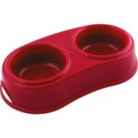 Georplast Plastic Double Antislip Pet Bowl L Red