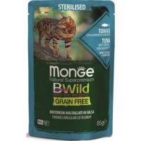 Monge Bwild Grain Free Cat Wet Food Sterilised Tuna With Shrimps And Vegetables 85g
