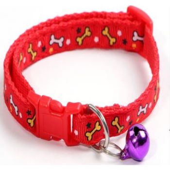 PETS CLUB ADJUSTABLE CAT COLLAR WITH BELL – RED BONE 