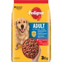 Pedigree Beef & Vegetables Adult Dry Dog Food 3kg
