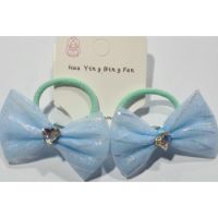 Hair Ribbon For Dog And Cat With Shiny Diamond And Elastic 2x Blue