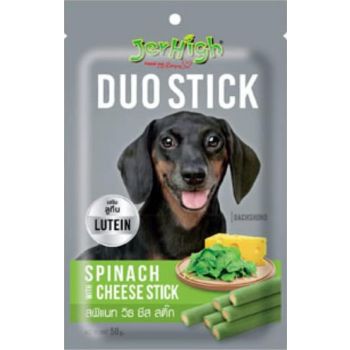  JerHigh Duo Stick Dog Treat - Spinach with Cheese Stick - 50 g 