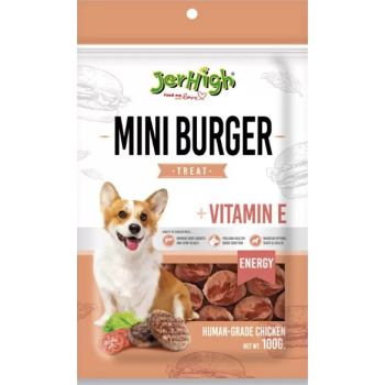  Jerhigh Chicken Dog Treats, Human Grade Chicken, Mini Burger 100G 