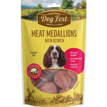  Dog Fest Medallions With Ostrich For Adult Dog Treats 90g 