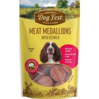 Dog Fest Medallions With Ostrich For Adult Dog Treats 90g