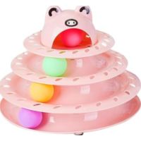 Cozy Paws Interactive 4-Tier Ball Track Cat Toy for Indoor Cats-Pink