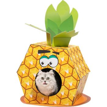  FOFOS Pineapple Cardboard Cat House With Scratching Pad 