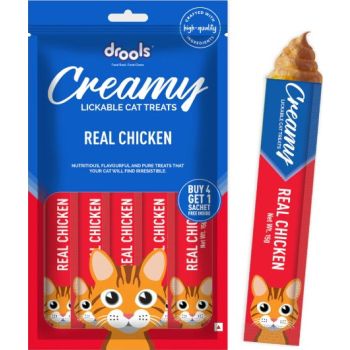  Drools Real Chicken Creamy Cat Treats 4+1 Sachet 