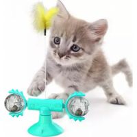 Rotating Windmill Cat Toy with Suction Cup