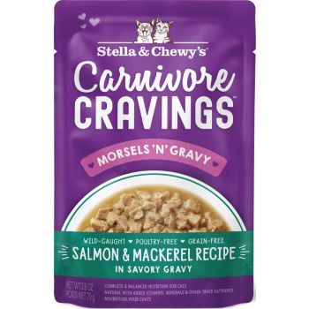  Stella & Chewy’s Carnivore Cravings Morsels’N’Gravy – Salmon & Mackerel Recipe – 2.8 oz 
