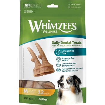 WHIMZEES Occupy Antler Natural Dental Chews for Dogs – Medium (12pc) 
