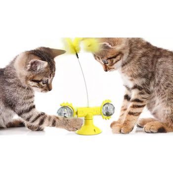  Rotating Windmill Cat Toy with Suction Cup 