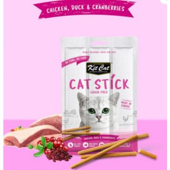  Kit Cat Grain Free Cat Stick Treata Chicken Duck & Cranberries 15g 