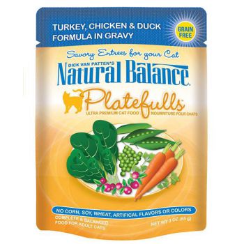  Natural Balance Platefulls Turkey, Chicken & Duck Formula in Gravy Cat Pouch x (12 PCS) 