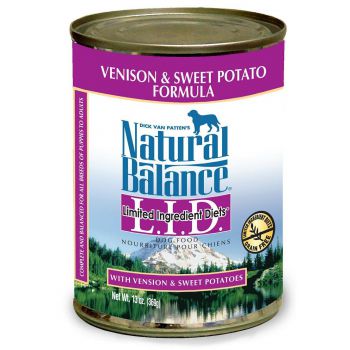  Natural Balance L.I.D. Venison & Sweet Potato Canned Dog Formula 13oz X (12 Pcs) 
