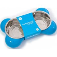 Hing The Bone Design Feeding Bowl for Dog, Small - Blue