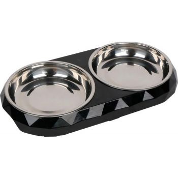  Diamond Cat Dish Dinner Set Bowls Medium Black 