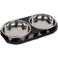 Diamond Cat Dish Dinner Set Bowls Medium Black