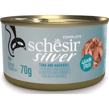  Schesir SILVER Cat Senior Tuna And Mackerel in Broth Can 70g 