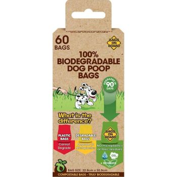  100% Biodegradable Dog Poop Bags (60 Bags) 