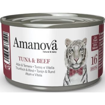  Amanova Tuna & Beef Brtoth Canned Cat Food 70G 