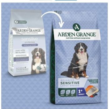  Arden Grange Advanced Sensitive Large Breeds Adult Fresh Ocean White Fish & Potato Dry Dog Food 12kg 