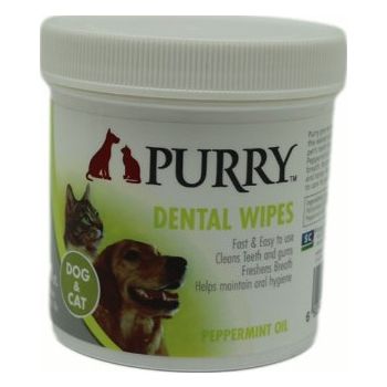  Purry Dental Wipes With Peppermint Oil For Dogs And Cats -100 pcs 