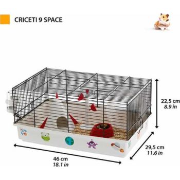  Ferplast Cage CRICETI 9 SPACE-Cute Hamster Cage with Stickers Included. Setting: space.46 x 29,5 x h 23 cm 