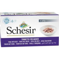 Schesir Cat Wet Food  Multipack Can Tuna With Beef-6x50g