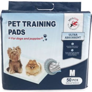  PETS CLUB PET TRAINING PADS ULTRA ABSORBENT AND 5 LAYER WITH FLOOR STICKER, SIZE, 60*60 CM, 50 PCS 