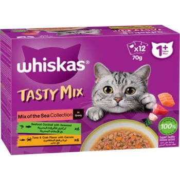  Whiskas Tasty Mix Sea  Collection Wet Cat Food -  12x70G 