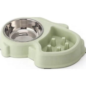 PET SLOW FOOD BOWL WITH STEEL GREEN 