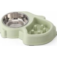 PET SLOW FOOD BOWL WITH STEEL GREEN