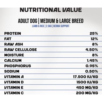  MyFood Lamb and Rice Medium and Large Breed Adult Dog Food 2.5 Kg 